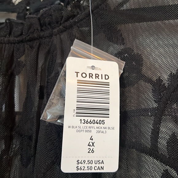 Torrid Black Embroidered Mesh Mock Neck Top - Picture 4 of 10